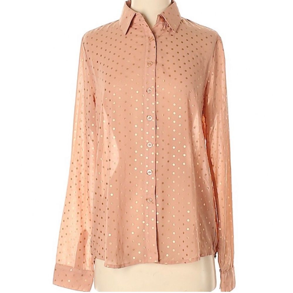 Anthropologie Tinley Road Sheer Polka Dot Blouse Size M